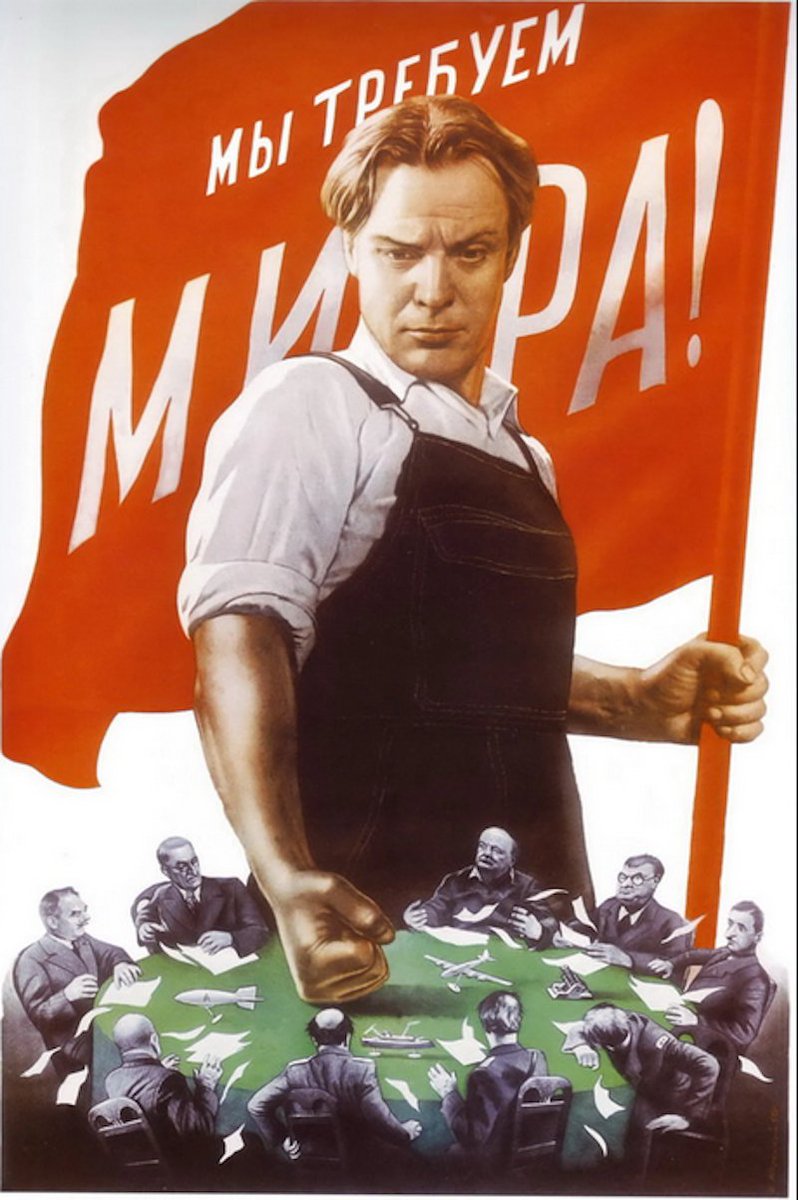 sovietvisuals's tweet photo. "We demand peace!" Soviet poster, 1950 https://t.co/3EcCTConPQ