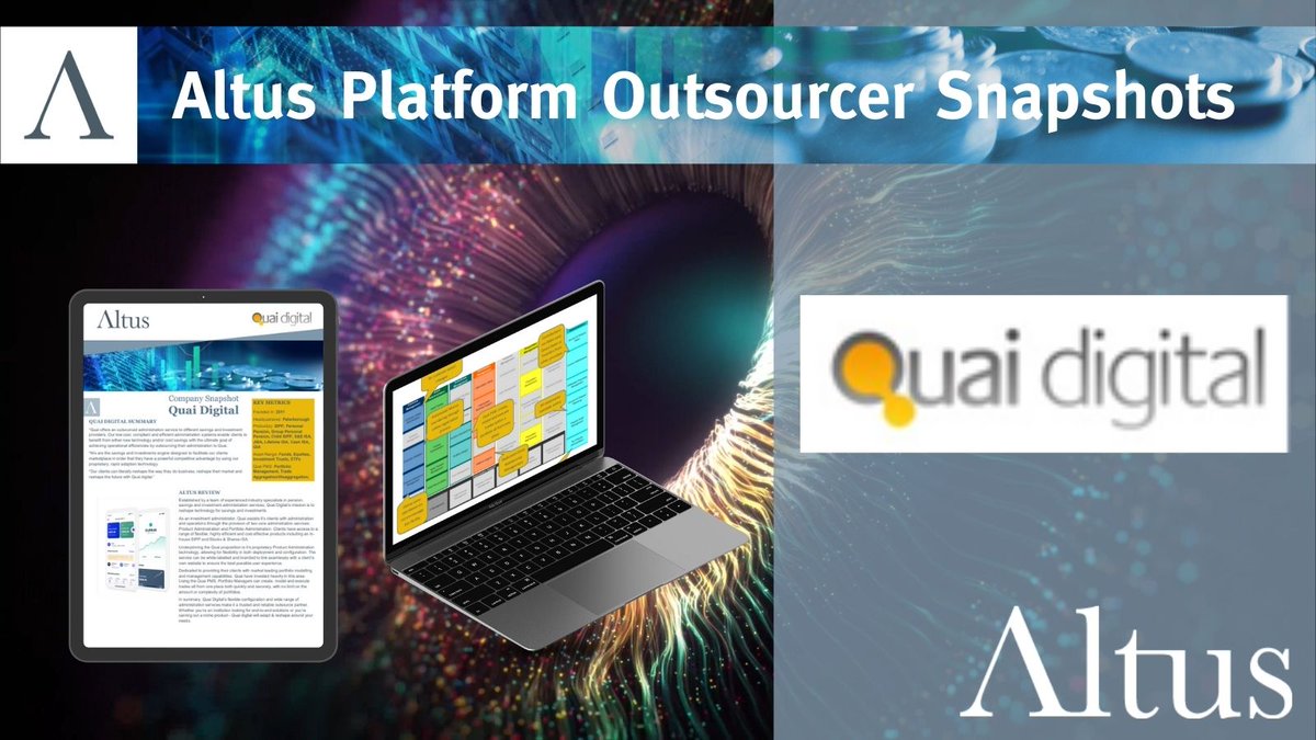 AltusCons's tweet image. Next in our series of #AltusPlatformOutsourcerSnapshots we showcase Quai Digital. 

Quai is an investment administrator with a passion to reshape technology for savings and investments.

To find out more, download the snapshot here loom.ly/Fc8eMQM
@Quai_news #FinTech