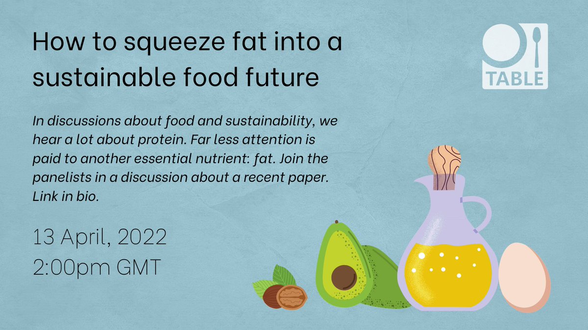 In discussions about food and sustainability, we hear a lot about protein. Far less attention is paid to another essential nutrient: fat.

What is fat's role in nutrition, taste and pleasure in a sustainable future? 

Join us for an event on April 13: slu-se.zoom.us/webinar/regist…