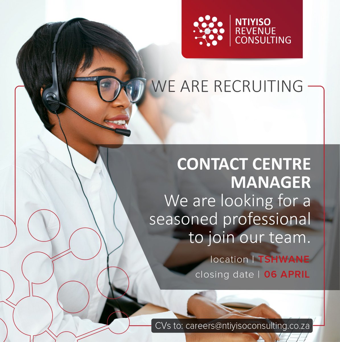We are recruiting...

Click on the link to apply: ntiyisoconsulting.co.za/positions/

#TruthTrustResults
#NtiyisoConsultingGroup