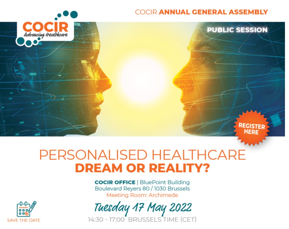 COCIR's tweet photo. #PersonalisedHealthcare – Dream or Reality? Register now to our event: Tuesday 17 May, Brussels, 14:30 - 17:00,  https://t.co/CfCwRR1XSb #digitalhealth #ai #artificialintelligence #dataanalytics  #EUDataAct #EuropeanHealthDataSpace #AIACT https://t.co/lTEVBq8sJh