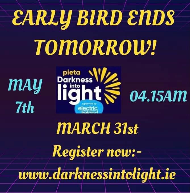 Last chance to grab early bird pricing for Darkness Into Light 2022 #dil2022