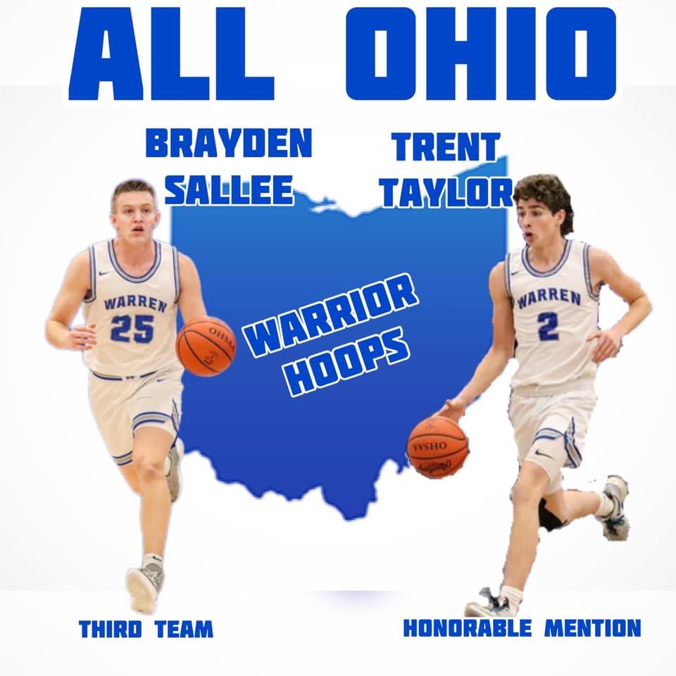 Congratulations to our guys Senior <a href="/BraydenSallee/">Brayden Sallee</a>. Third Team All Ohio, and Sophomore <a href="/Trent_Taylor831/">Trent Taylor</a>, Honorable Mention All Ohio!!! #letsgoblue #riseabove <a href="/WWarriorsATH/">Warren Warriors</a>