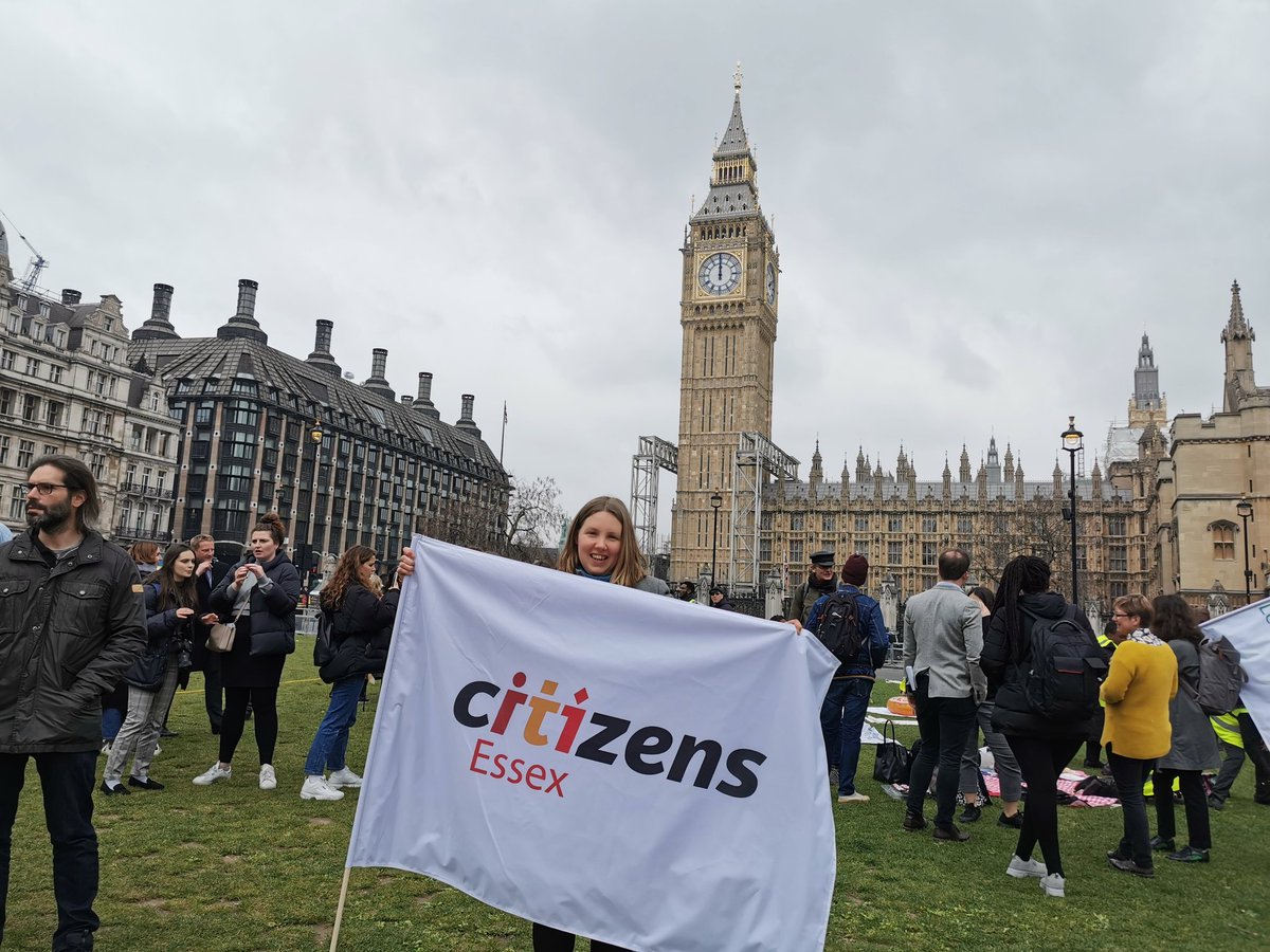 With Jenny Clayton from <a href="/churchesEEL/">Churches Together in Essex & East London</a> campaigning for #SocialJustice with <a href="/ColCit/">ColchesterCitizens</a> representing <a href="/CitizensEssex/">CitizensEssex</a>. Better wages for care workers: pay them enough to live on! #reallivingwage. Micah 6:8 Do justly, love mercy, walk humbly with your #God. <a href="/chelmsdio/">Chelmsford Diocese</a> #ChurchesTogetherEssex