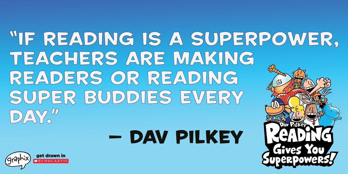 GraphixBooks's tweet photo. "If reading is a superpower, teachers are making readers or reading super buddies every day."
We ❤️ teachers (and Pilkey books)! Learn more about Reading Gives You Superpowers Week at https://t.co/Au2Mde6XMR #ReadPilkey https://t.co/o6XVKN0OFg