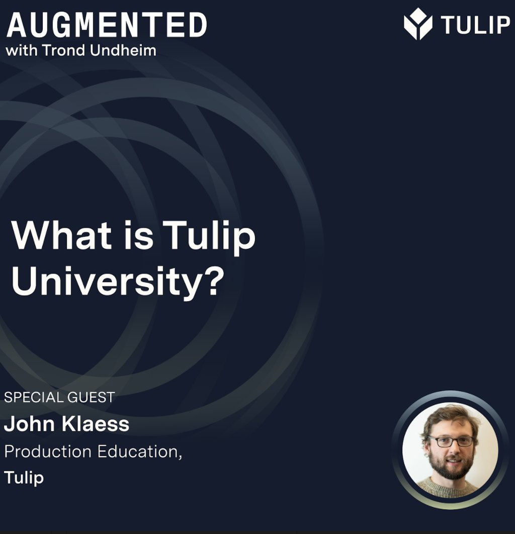 AugmentedPod's tweet image. What is #tulipuniversity, how does it work, and what does #no-code have to do with it? Futurist @trondau interviews Head of Product Education, John Klaess at @tulipinterfaces. Listen here: ow.ly/u8Ww50Ivp5i #frontlineoperations #training #tulipinterfaces