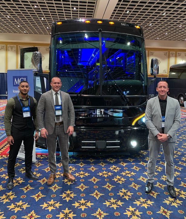 MCI thanks the JET Limousines &amp; Transportation LLC team for their partnership in making our booth display a success. Pictured from left: Hammer El Hussein, Billy Jinks, and Eugene Thomas.

#cdnlashow #vegas2022 #MCIproud #motorcoach