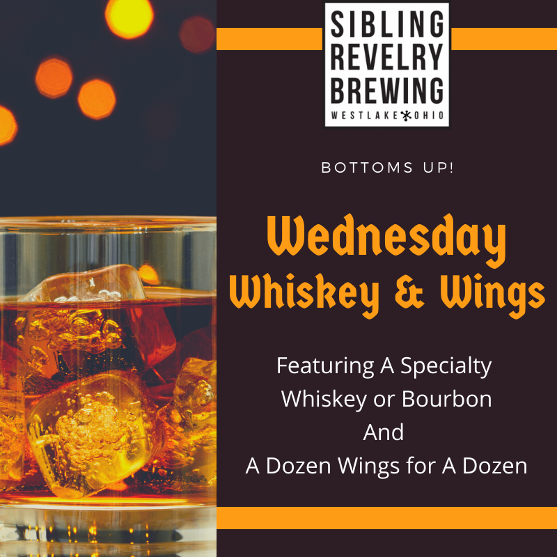 SibRevBrew's tweet photo. 🚨NEW WEEKLY FOOD SPECIAL🚨
Whiskey & Wings Wednesday
We will be featuring a limited amount of a specialty whiskey (or bourbon) in the Taproom🥃
In addition, selling a dozen wings for a dozen🍗
This special starts next week April 6th!
#siblingrevelry #weeklywednesdays https://t.co/nErjkJcE4h
