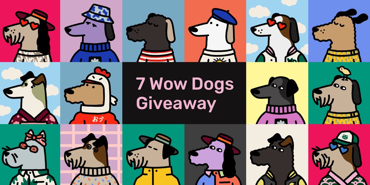 We are back and working on the project. Now its next free #NFTGiveaway. 🎁

🎁7 #NFT to win!

 To enter:
1⃣Follow me <a href="/WowDogsClub/">Wow Dogs Club</a> 
2⃣RT &amp; ❤️
3⃣Tag 3 friends

72H⏰
#WLGiveaway #NFTdrop #NFTCommunity #AD #NFTsales  #NFTdrops #NFTs #nftshill #NFTpromotion #NFTcollectors #giveaway