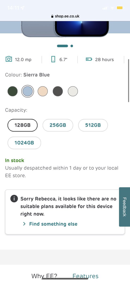 beccabiebs123's tweet photo. @EE hi I’m due an upgrade in 2 weeks but it keeps on saying there’s no suitable plans available on any phone. Why is this please? https://t.co/w2Qe8Haf7c