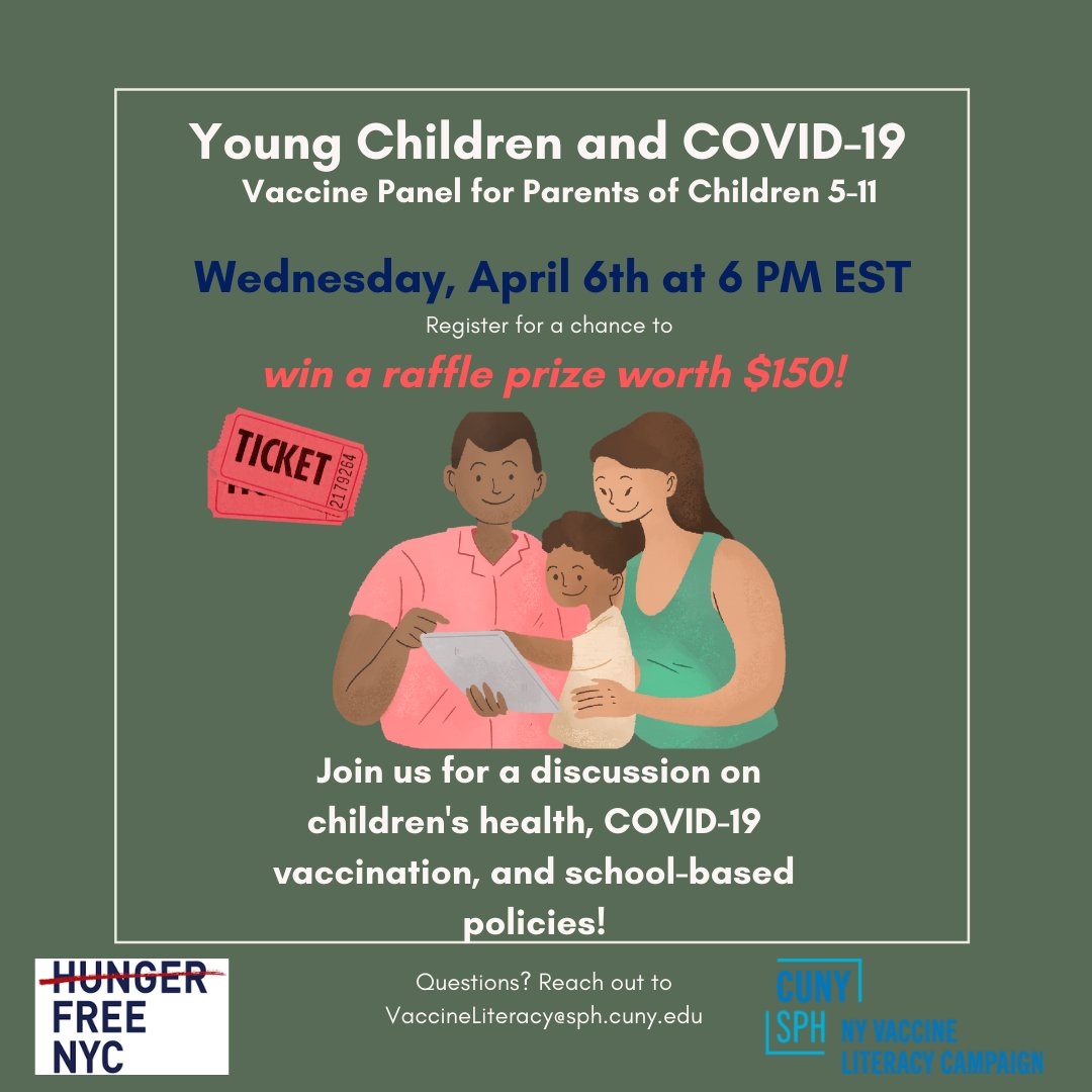 CaribbeanWomen2's tweet photo. Sponsored by Hunger Free NYC and the NY Vaccine Literacy Campaign at CUNY SPH, we will discuss children’s health, COVID-19 vaccination, and school-based policies.

There is a chance to win a raffle, with the prize of $150!

Register here: https://t.co/S3lwibIz9W https://t.co/r1d9O6xgaY