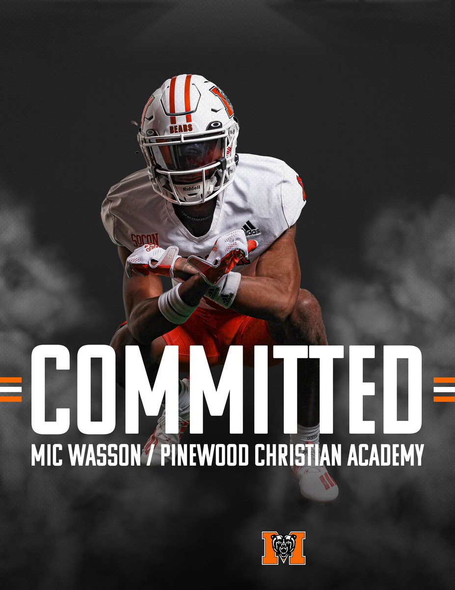 WassonMic's tweet photo. I am blessed to say I am committed to the University of Mercer! Thanks to everyone who assisted throughout the process! @PinewoodPatsFB @Drew_Cronic @KoachAdams @CoachJones_25 @MercerFootball @229Elite7v7 https://t.co/Hx40g0WU4W