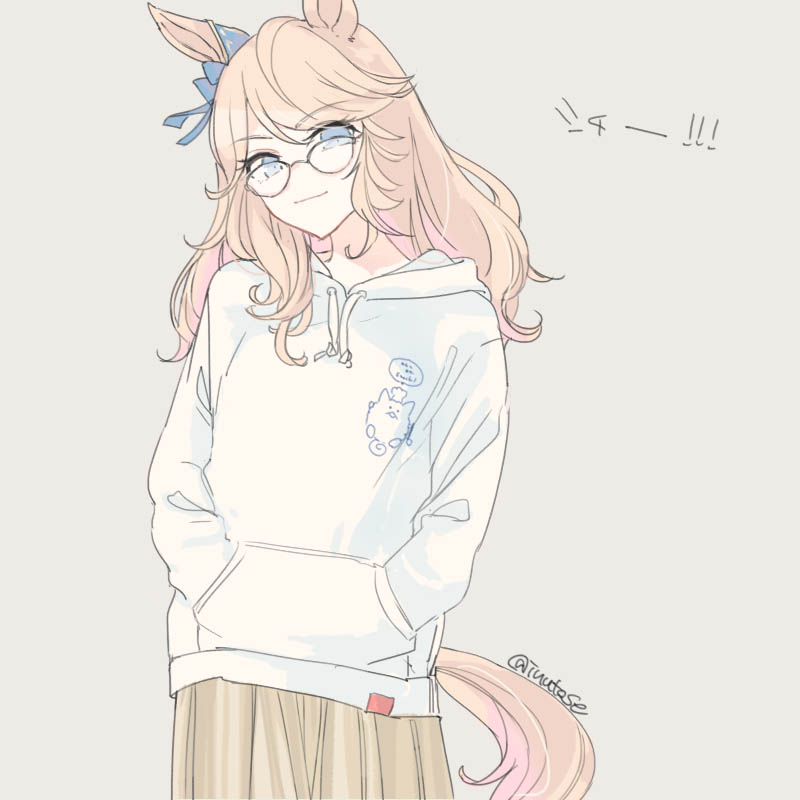 1girl horse ears solo animal ears tail horse tail glasses  illustration images