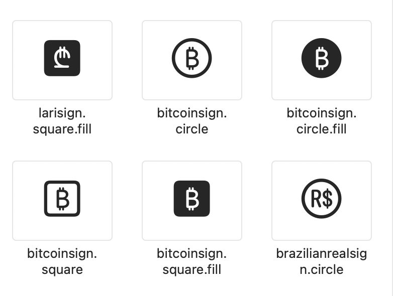 hugodouchet's tweet photo. Apple has designed Bitcoin icons for its devices in SF Symbols. Where do they use them ? https://t.co/IYmuKdiuaA