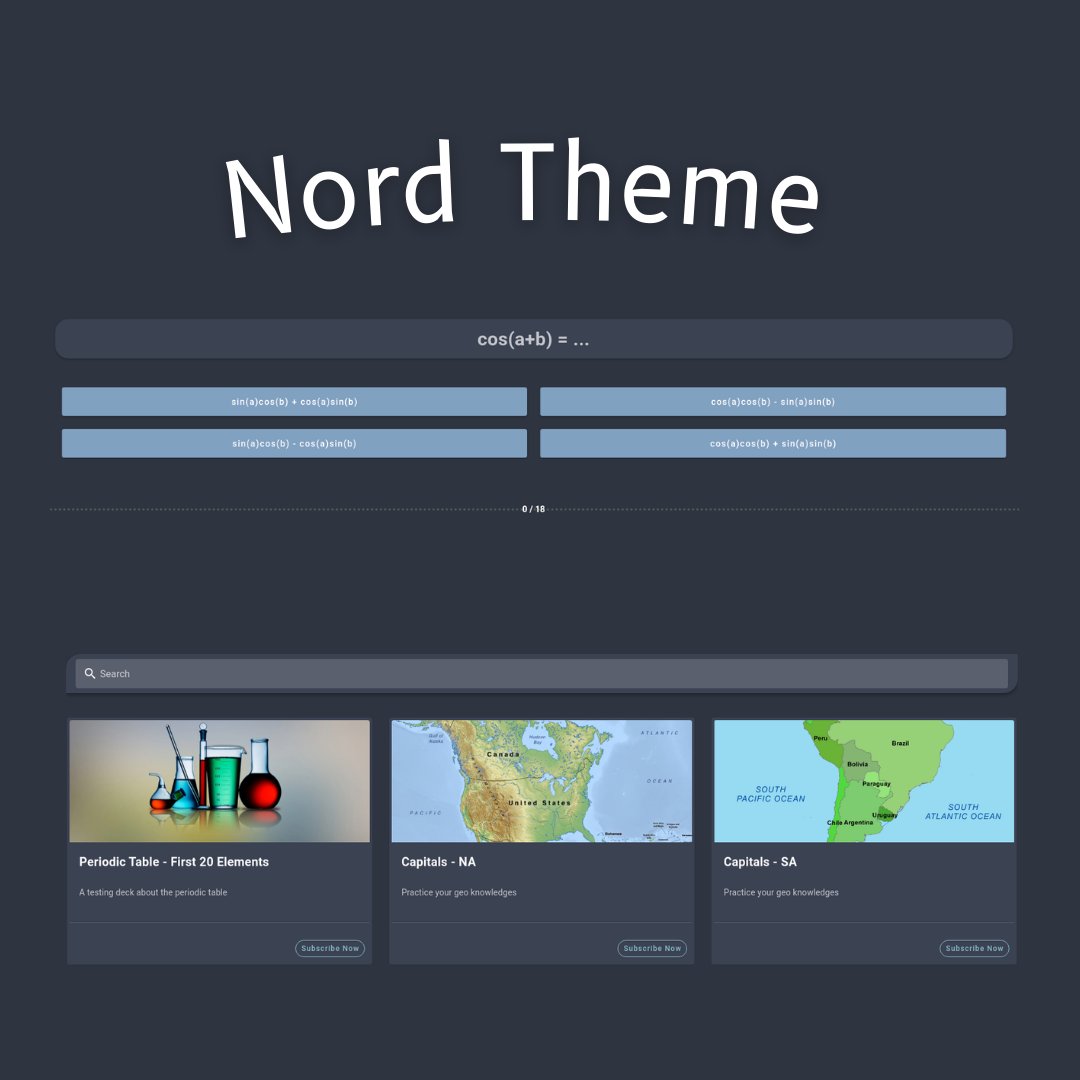 MemnixApp's tweet photo. #NordTheme 🏔️ for #Memnix ! 
Try it out at https://t.co/5FGlojvwk4 🐑

#opensource #VueJS #vuetify #FrontEnd https://t.co/kIRaYUkIUv