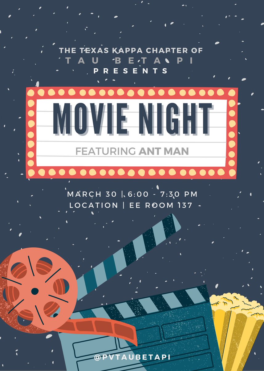 PVTauBetaPi's tweet image. Happy Wednesday!✨ Get your popcorn and snacks ready! 🍿🍫 Join Tau Beta Pi in EE Room 137 for a special showing of ANT MAN! 🐜🎥 The movie will start at 6:00 PM❕❗️