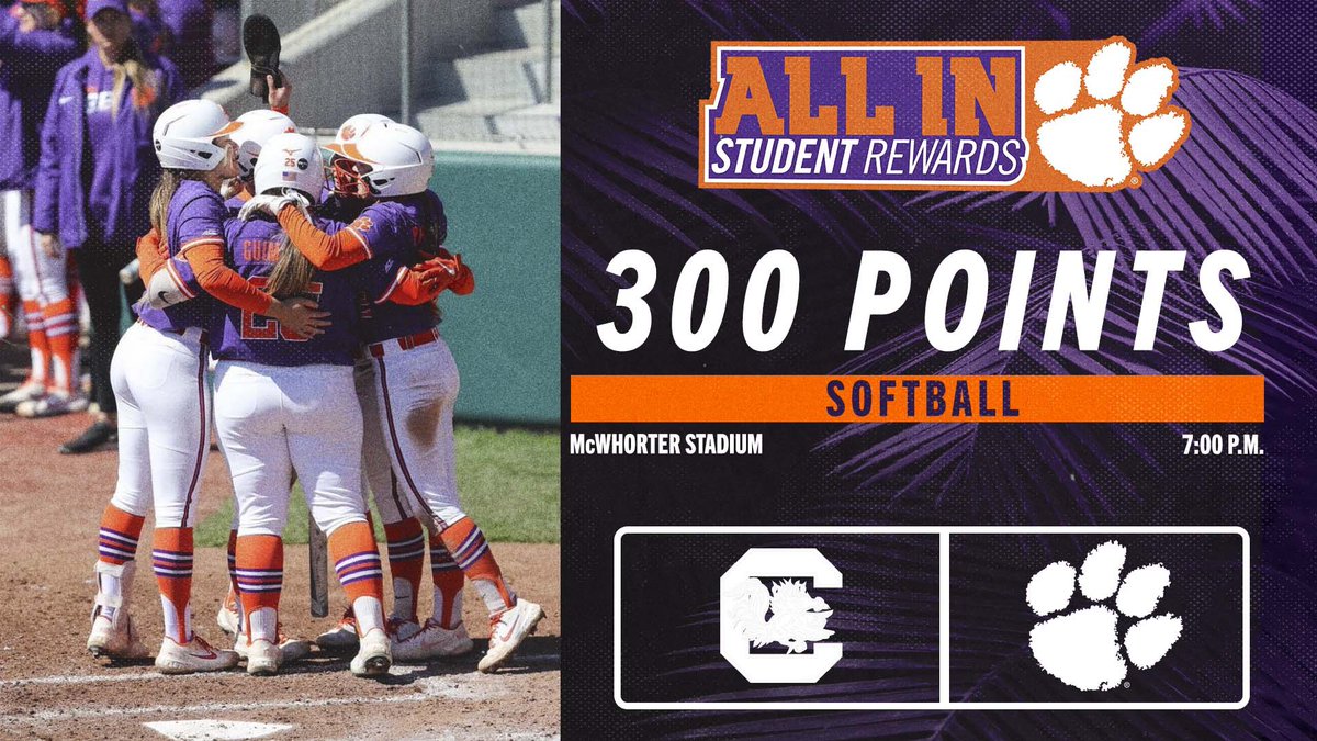 AllInRewards's tweet image. 🐅BEAT SOUTH CAROLINA🐅

🥎🥎🥎
📍7:00 PM
⏱McWHORTER 
#CUthere #Team3