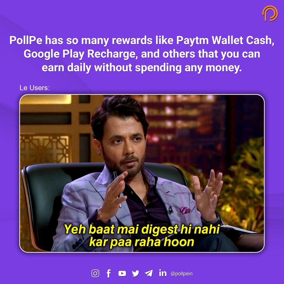 pollpein's tweet photo. We do not lie. All these rewards are up for grabs, just come to the app once and see for yourself😎💸.
#PollPeEarnKarBefikar #PollPe #Sharktankmemes https://t.co/rkIMdRPdUs