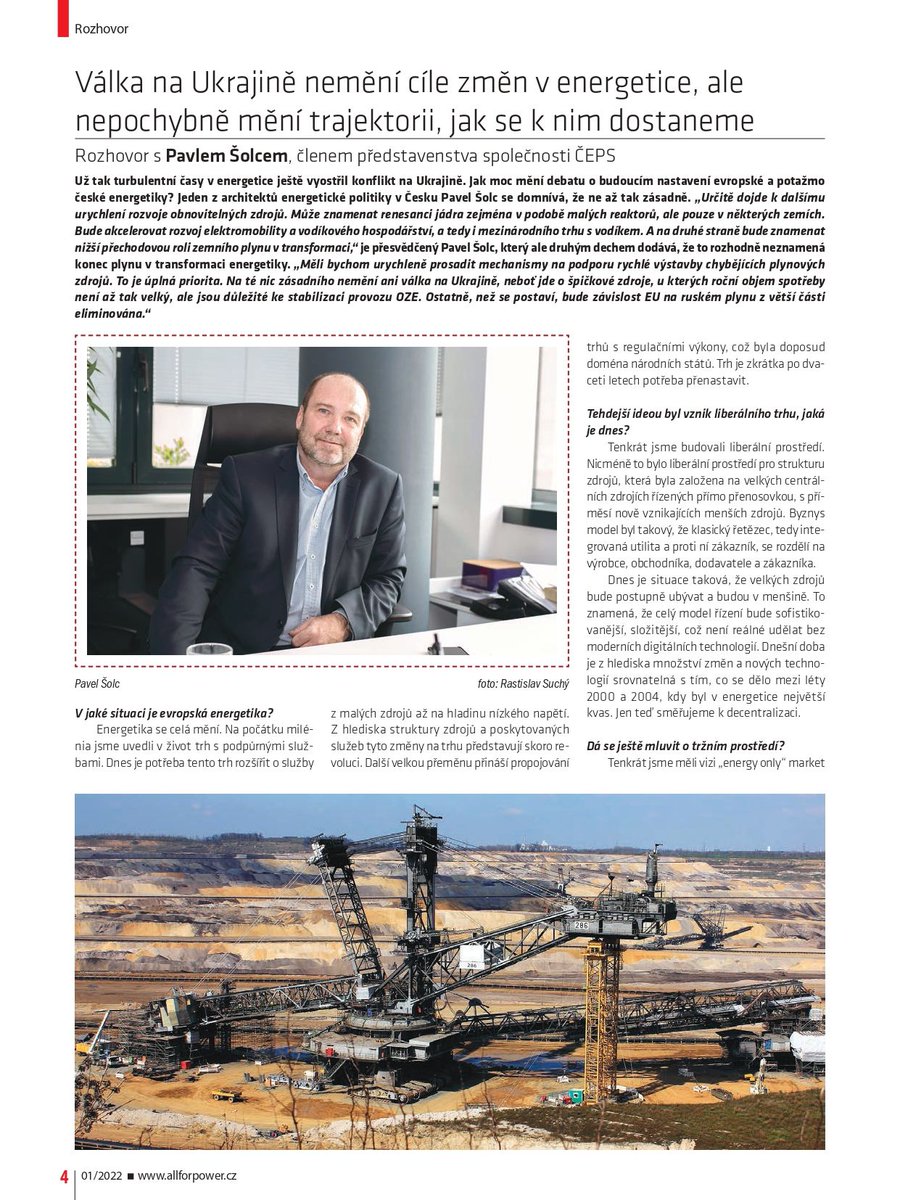 "Válka na Ukrajině nemění cíle změn v energetice, ale nepochybně mění trajektorii, jak se k nim dostaneme," říká člen představenstva ČEPS Pavel Šolc v rozhovoru pro All for Power. Celý text naleznete zde:  lnkd.in/dc3ixWVt