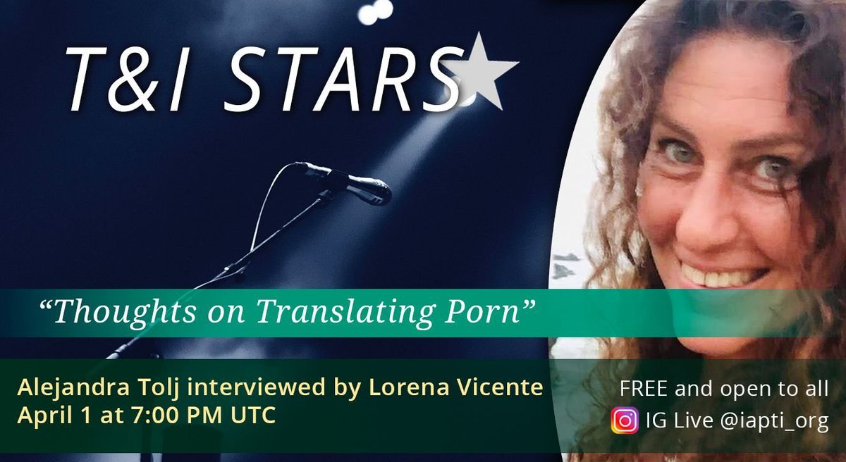 iapti's tweet photo. 📢Join us on Friday, April 1, at 7 p.m. UTC via #InstagramLive! Thoughts on Translating Porn, by Alejandra Tolj. Remember you need to follow @iapti_org to enjoy our IG Lives!
#xl8 #t9n #IAPTI #IAPTIps #IAPTIrocks https://t.co/7b6HqQuJaO