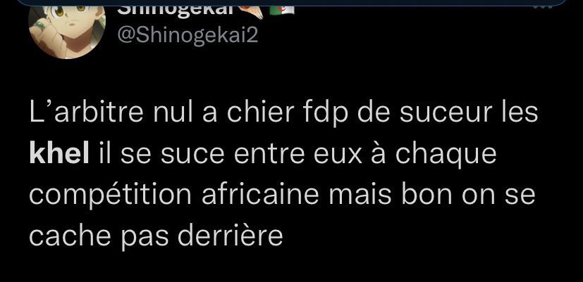 StellaKamnga's tweet photo. . @GuiraudInd j’ose croire que dans votre lutte contre le #Racisme vous allez naturellement condamner le fait que certains algériens insultent tellement les camerounais parce qu’ils ont perdus le match d’hier que le mot raciste #khel est en tendance Twitter ?! #ALGCAM #ALGCMR 🙇🏽‍♀️ https://t.co/KRhpejGQQ1