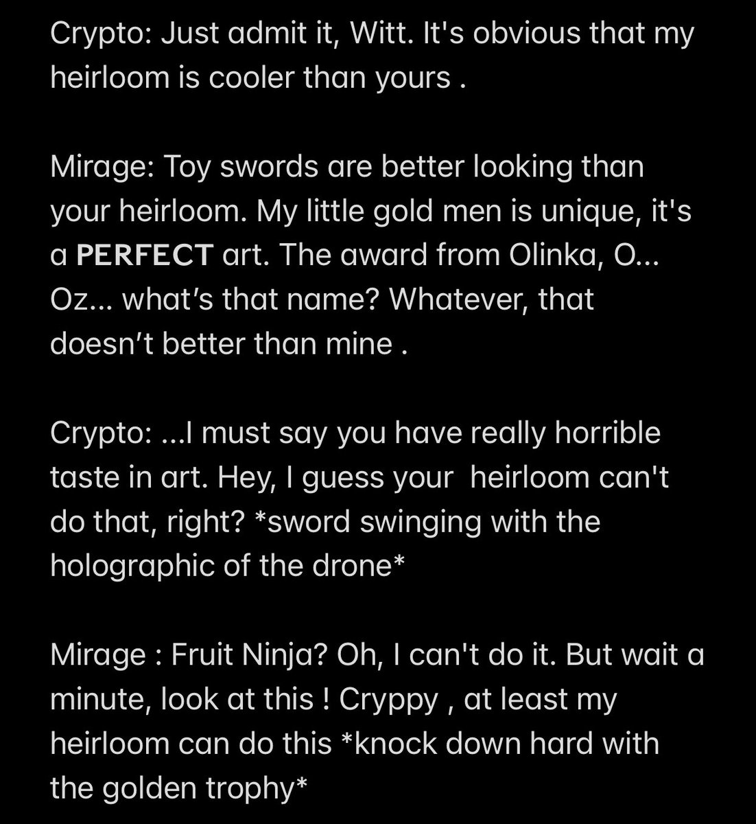 Bipobapi's tweet photo. Heirloom
#ApexLedgends #ApexLegendsFanart #Crypto #Mirage
Reference from @catdioo https://t.co/PfpG8wxGFp