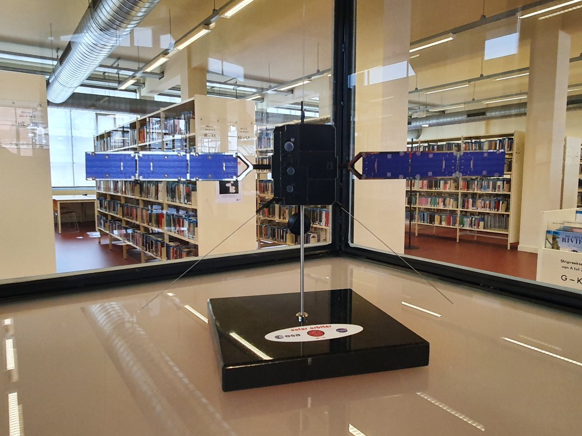 ORB_KSB's tweet photo. In the Leuven Library (rijschoolstraat 4 3000 LEUVEN) several of our scale models are on display. They will remain there until 15 April 2022. Do not hesitate to come and see them! #PROBA2 @LaraExoMars @EuiTelescope https://t.co/OUio17V0sl