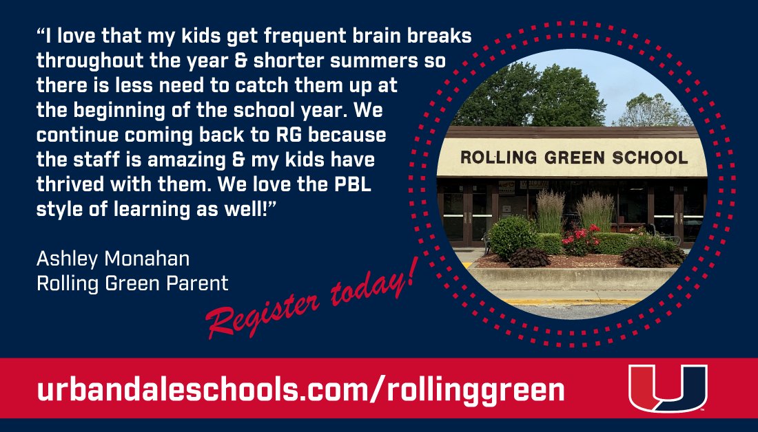 UrbandaleCSD's tweet photo. UCSD has a year-round elementary school which provides more learning opportunities &amp; more frequent breaks to give everyone a chance to refresh! Kindergarten students are eligible to open enroll thru Sept 1. Register today! #RGpride https://t.co/s7PIB37jcp https://t.co/noe8YhigDx