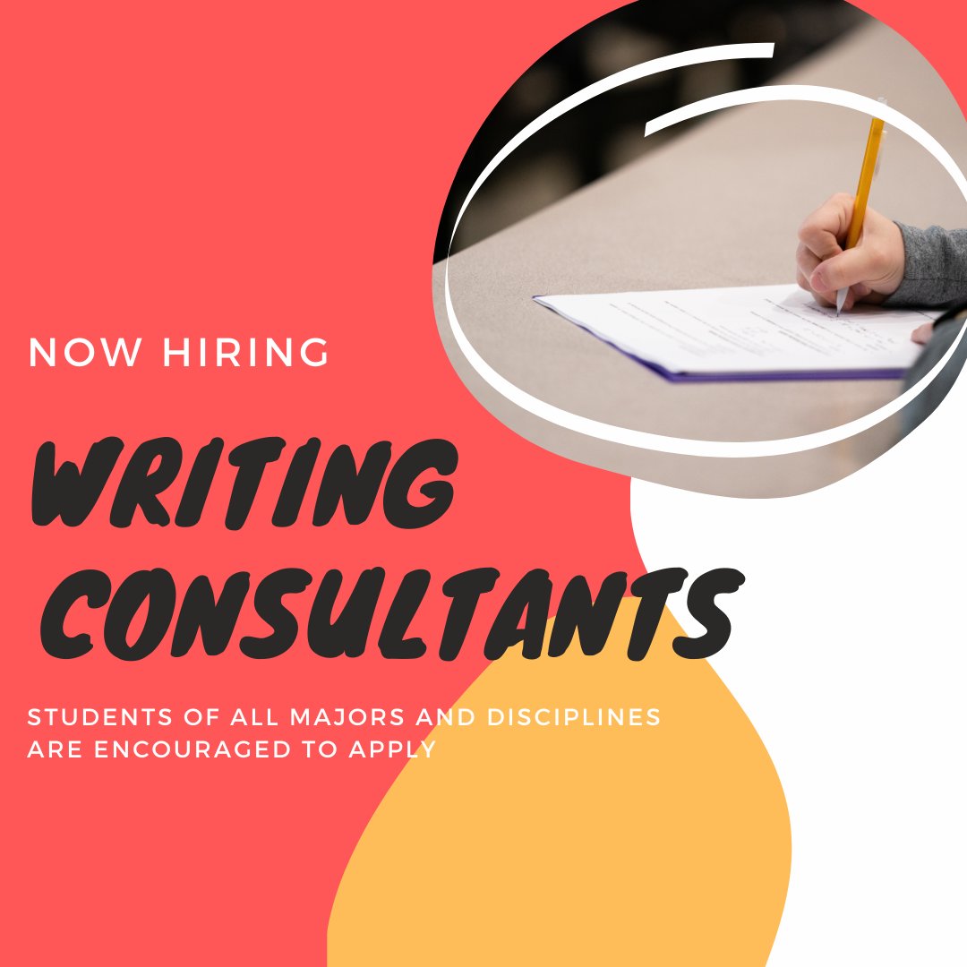 GVWritingCenter's tweet photo. Applications to become a Writing Consultant will continue to be accepted through April 4th! Make sure to get yours in https://t.co/MBF4WsDpKS https://t.co/K6OXUrW9GQ