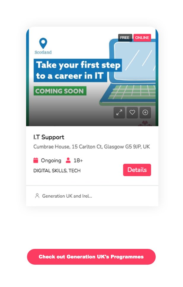 Spotlight on: @YouEmployedUK
 
Generation UK deliver amazing Tech programmes for young people. Thank you @VickieMcManus for your support!

Browse Generation UK's employability programmes and make a referral directly through our one-stop shop: lnkd.in/evrCJVDC