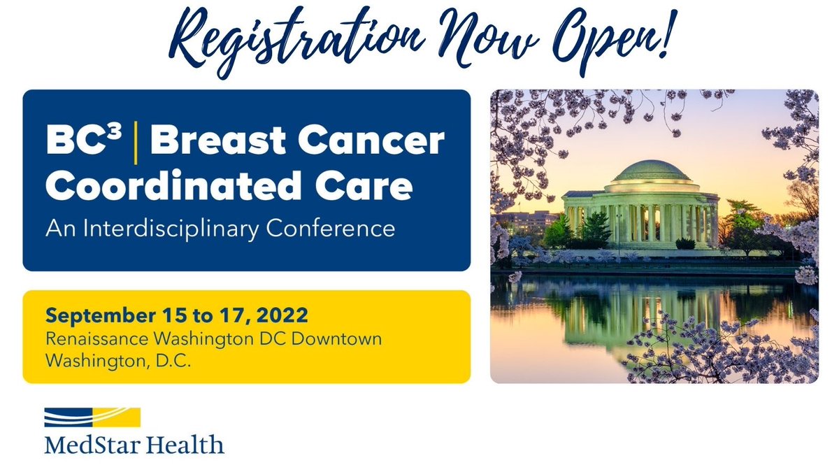 Registration has reopened for BC3 2022! We are excited to see you at the Renaissance Washington DC Downtown in September! bc3conference.com #breastcancercare #plasticsurgeon #plasticsurgery #cme #washingtondc #surgery