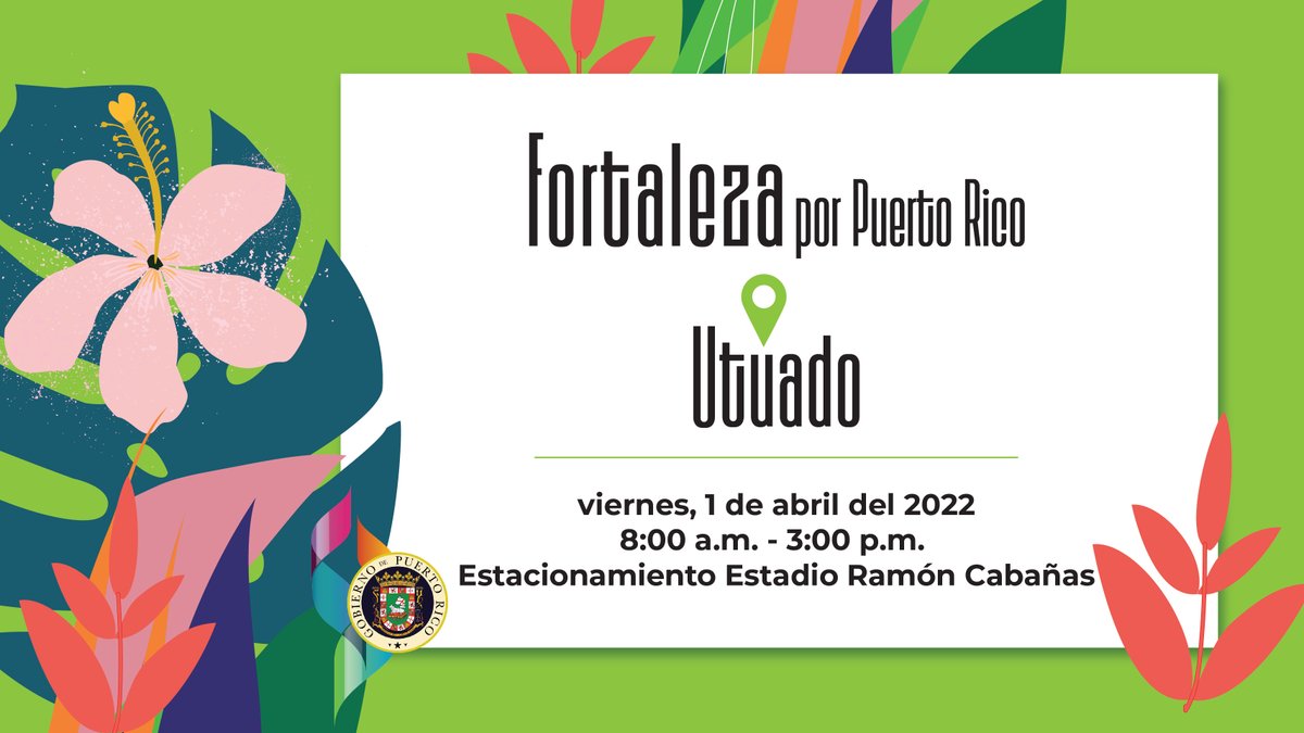 ¡Residentes de Utuado y pueblos limítrofes, #FortalezaPorPuertoRico llega a tu región! Te esperamos este viernes, 1 de abril de 8:00AM a 3:00PM con todos los servicios del @DeptoFamiliaPR y sus programas. #SomosFAMILIA