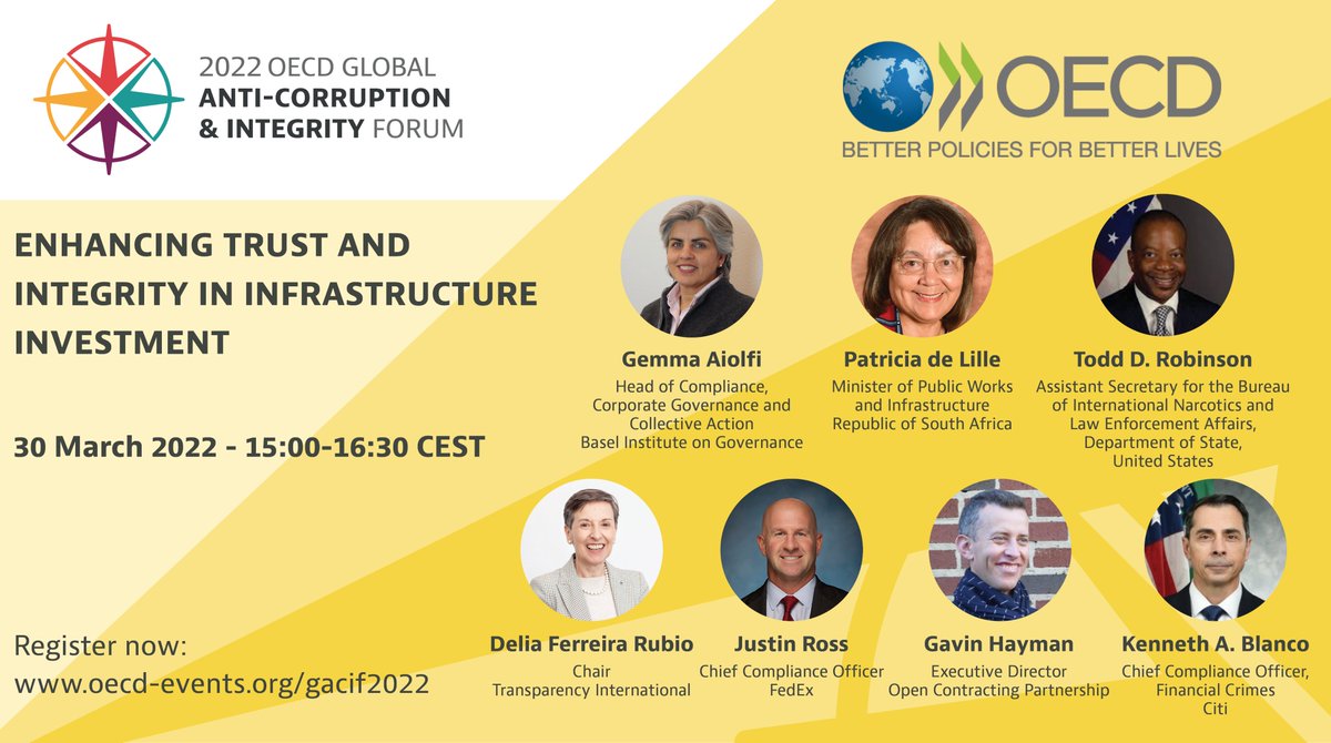 OECDgov's tweet photo. Up to 30% of investment in #infrastructure could be lost annually to inefficiencies &amp; #corruption.

📺 Tune in now to the conversation on enhancing #trust in the infrastructure sector:  https://t.co/n4rjRIVCJz

#OECDintegrity #RenewWithIntegrity https://t.co/cKcW0yCMR3