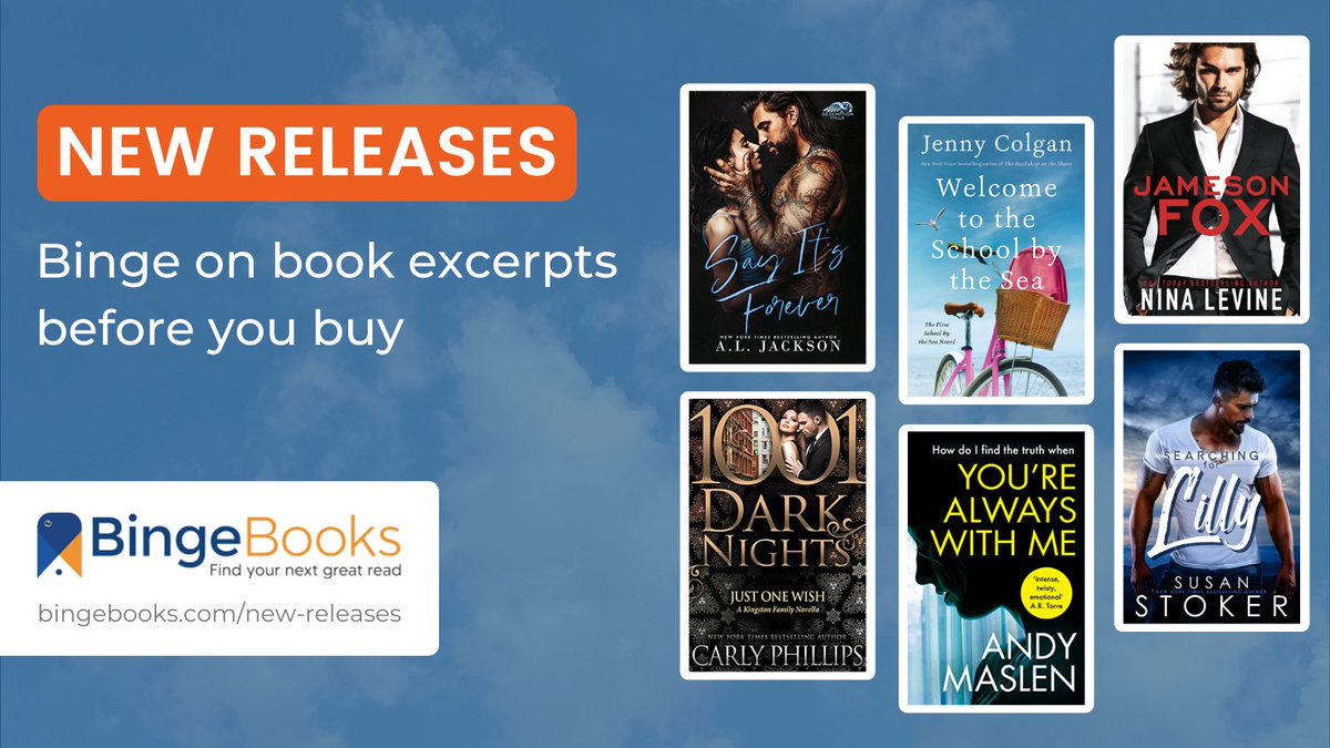 realBingeBooks's tweet photo. Delicious new books to binge on this week - including releases from @carlyphillips @Andy_Maslen @NinaLWriter @Susan_Stoker @aljacksonauthor and #jennycolgan
Try opening chapters before you buy at https://t.co/e979PLmr9A
#romancereads #PsychologicalThriller
#newbookstoread https://t.co/mGhyglobO1