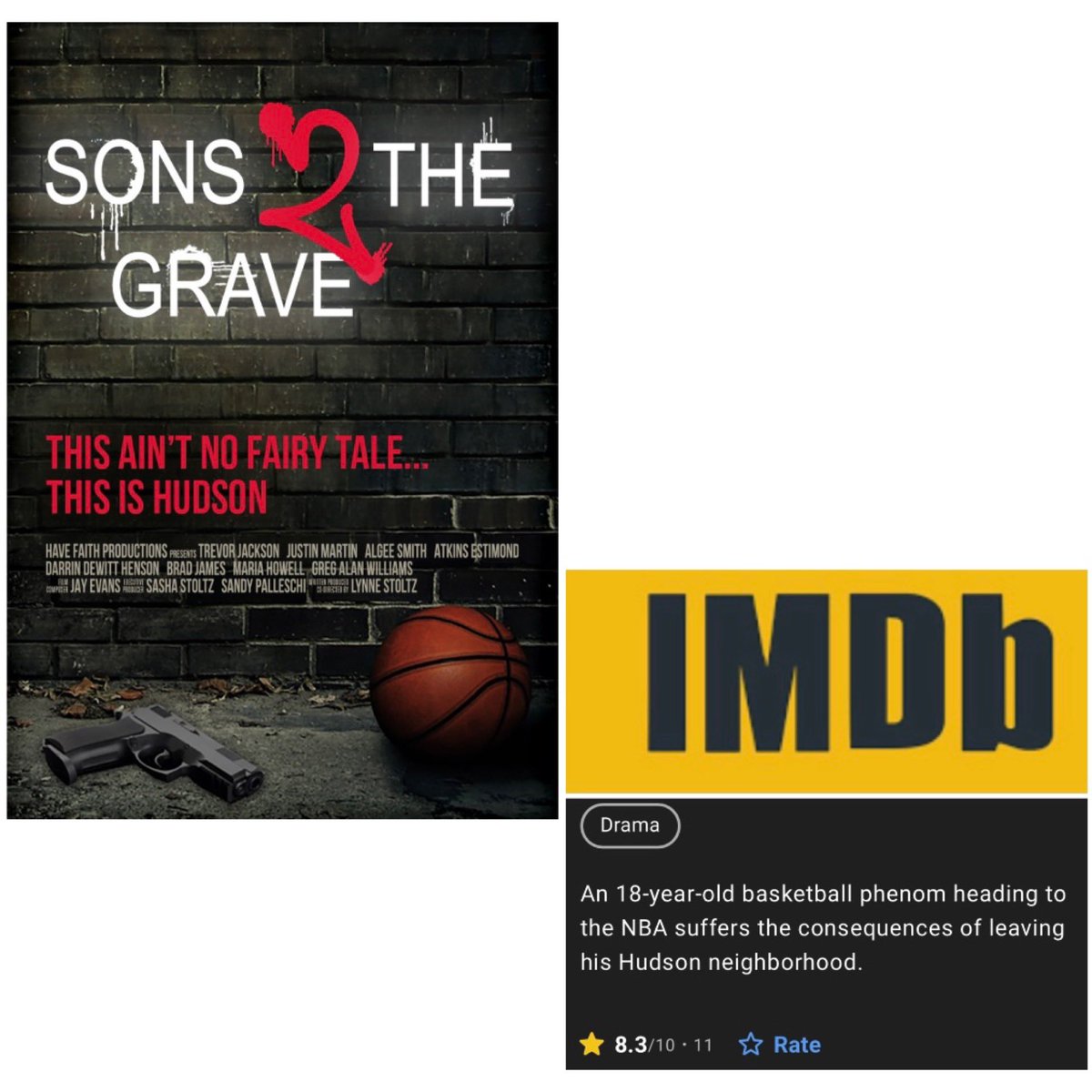 HaveFaithProd's tweet photo. Thank you @IMDb for the 8.3 out of 10 rating on our film @Sons2TheGrave Keep streaming on @PrimeVideo &amp; @primevideouk Canada is waiting @PrimeVideoCA #sons2thegrave #havefaithproductions #sashastoltzpublicity #blackfilm #basketball #PrimeVideo https://t.co/Znsb62AMD8