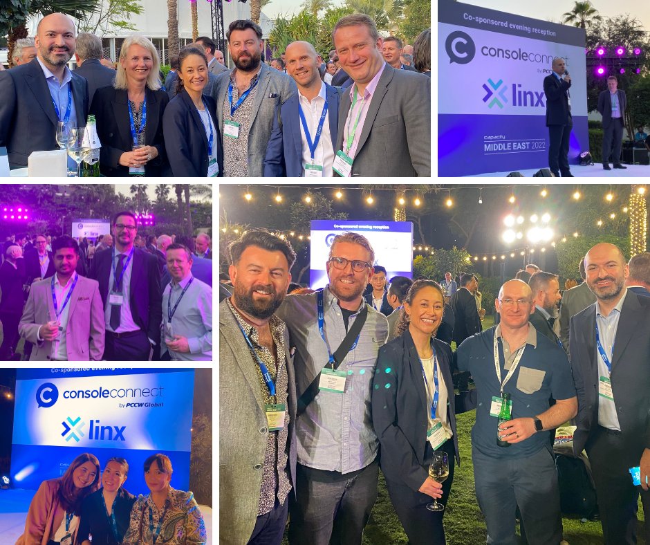 LINX_Network's tweet photo. As day 2 is coming to close here at #CapacityMiddleEast, we want to thank everyone who took the time to come and network with us at our evening reception yesterday. Thanks to our reseller partners and co hosts @ConsoleConnect by @PCCWGlobal for their support. #PeeringPartners https://t.co/PSXir7K8Ju