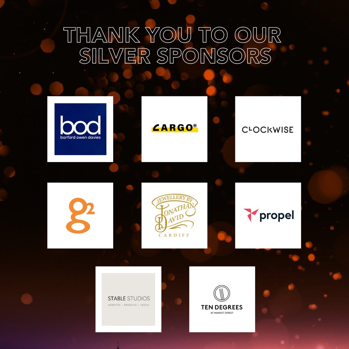🤍Thanks to all of our #CardiffLifeAwards Silver Sponsors: Barford Owen Davies, <a href="/CargoInteriors/">CARGO®</a>, <a href="/workclockwise/">Clockwise</a>, <a href="/g2recruitment/">g2 Recruitment</a>, Jonathan David Jewellers, <a href="/PropelFinance/">Propel Finance</a>, <a href="/stablestudios_/">Stable Studios Cardiff</a> and Ten Degrees!