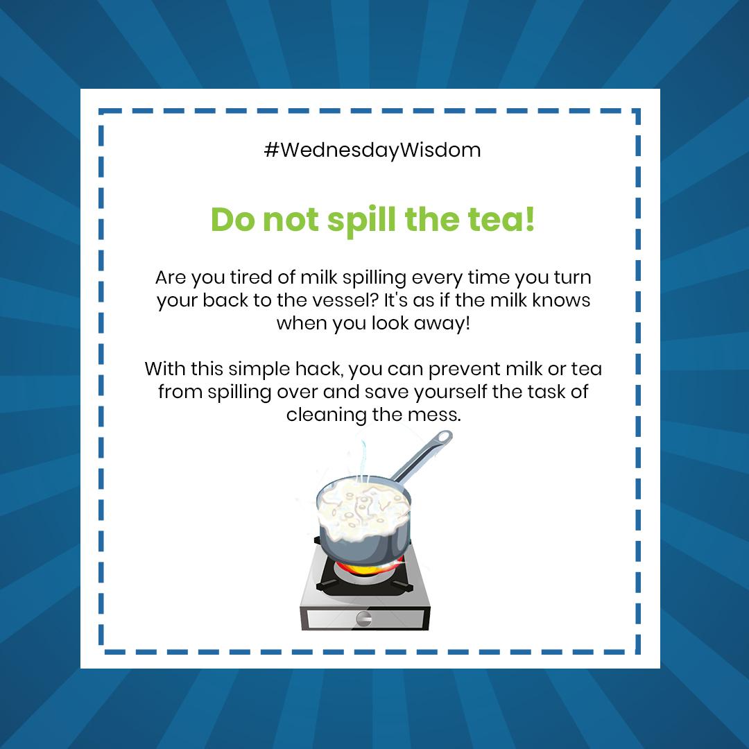 bigbasket_com's tweet photo. Preventing boiling milk from spilling is the true test of our reflexes!
But here's a quick and easy solution to fix that.

Try it yourself at home and tell us the result in the comments.

#bigbasket #WednesdayWisdom #Milk #MilkBoiling #KitchenHacks #EasyHacks #DailyHacks https://t.co/UF0Vmh1nYD