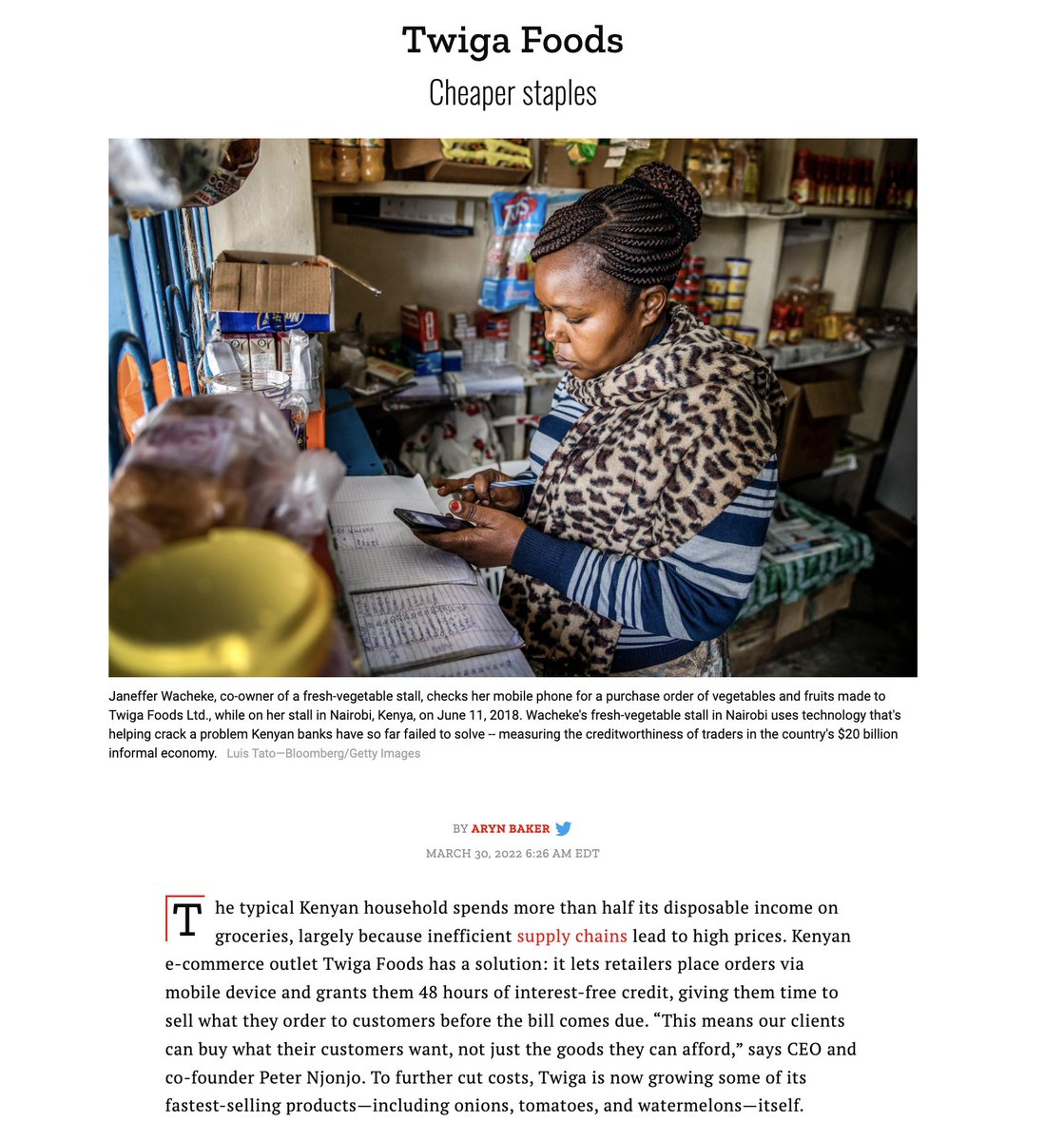 MwangoCapital's tweet photo. TIME's 100 Most Influential Global Companies of 2022 includes a Kenyan company in the name of Twiga Foods [@TwigaFoods]. 

Congratulations! https://t.co/1J90cVYE5C