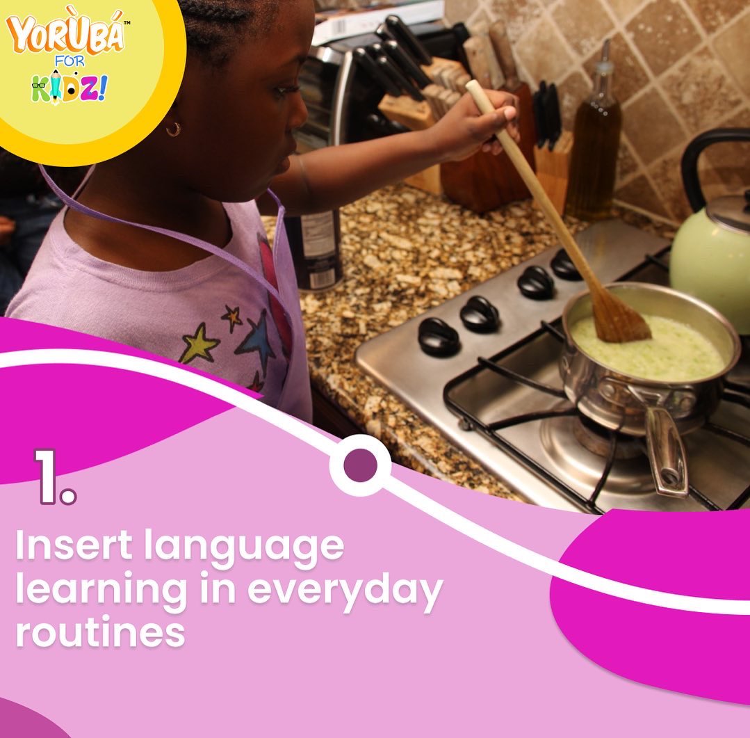 yorubaforkidz's tweet photo. Here are some valuable tips to help your kids learn Yoruba language at home.
What else would you add to the list?
Let’s hear from you below.
#YorubaforKidz #YorubaLanguage #StudyYoruba #YorubaVocabulary #OmoYoruba #OnlineLearning #Culture https://t.co/OjTFo1jwDD