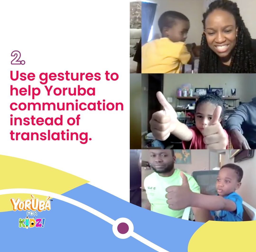 yorubaforkidz's tweet photo. Here are some valuable tips to help your kids learn Yoruba language at home.
What else would you add to the list?
Let’s hear from you below.
#YorubaforKidz #YorubaLanguage #StudyYoruba #YorubaVocabulary #OmoYoruba #OnlineLearning #Culture https://t.co/OjTFo1jwDD