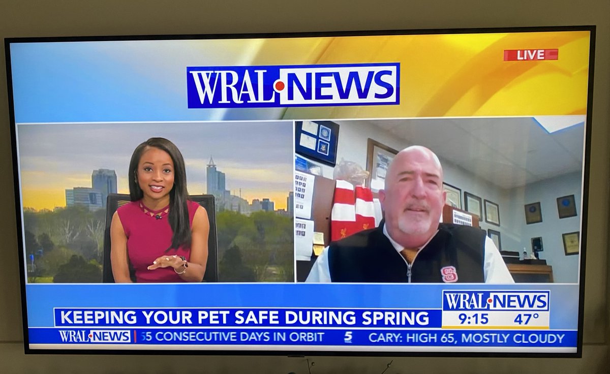Thank you <a href="/WRAL/">WRAL NEWS in NC</a>Mikaya and @WRAL for having Dr. Marks on this morning to share important pet safety tips for spring with your viewers. go.ncsu.edu/petsafety