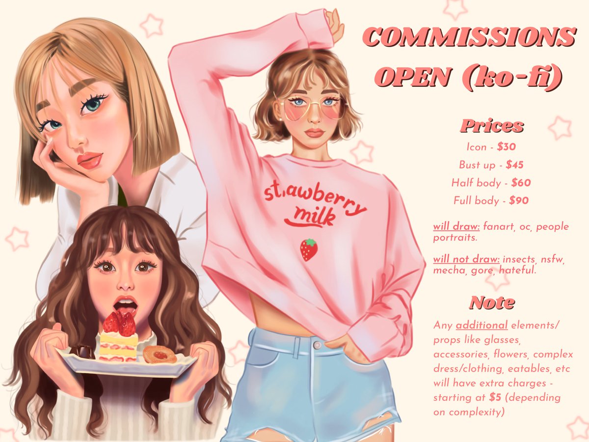rimcreates's tweet photo. Hey guys! I’ve updated my commission sheet and opened up a few slots! (1/3) Two slots free. 

Feel free to send me a dm or an email (rimshacontact@gmail.com) if you are interested :)💜

Also, here’s where you can find all my socials 🔗 https://t.co/s5NLApiwrr 💕

#commissionopen https://t.co/KTVVe4jKfV