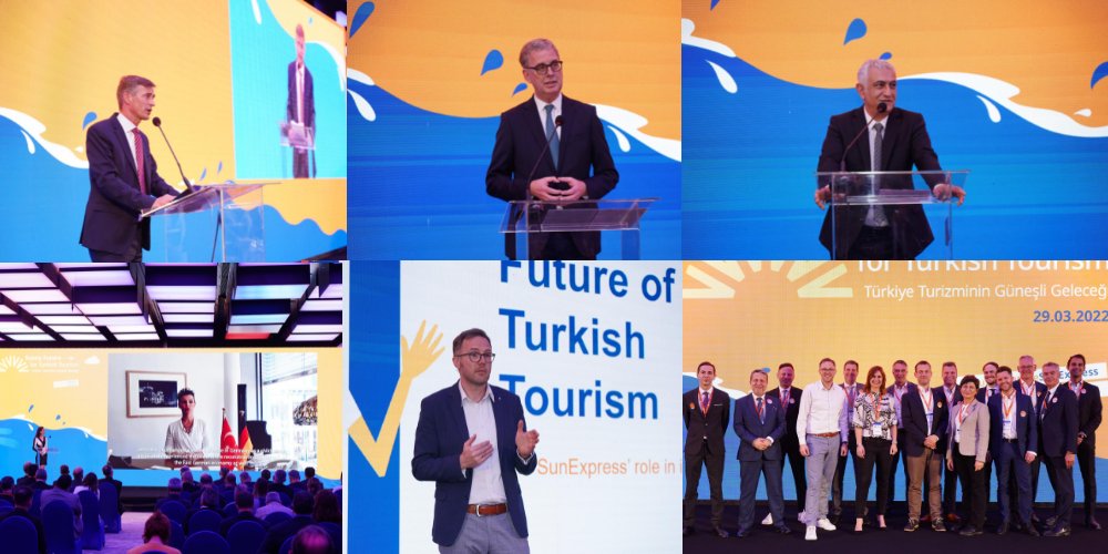 SunExpress's tweet photo. Antalya'da gerçekleştirdiğimiz "Türkiye Turizminin Güneşli Geleceği"☀️etkinliğinde Almanya ve Türkiye'den 150 turizm profesyonelini ağırladık. #sunnyfutureturkey #sunnyfuturesunexpress #sunexpress #iflysunexpress #antalya https://t.co/x9ScG2mvJR