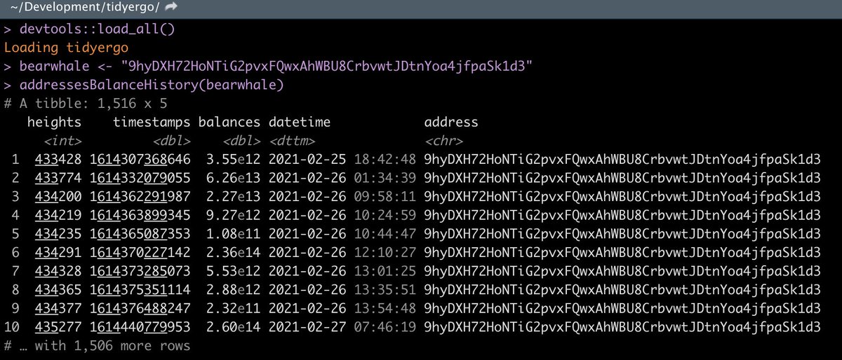 Any #rstats users in the #ergonauts crowd? 

Unrefined super duper early release of {tidyergo}, a #datascience package for the #ergo blockchain: github.com/Eeysirhc/tidye…

Feedback welcomed! 

cc: $erg <a href="/cafebedouin/">cafebedouin</a>