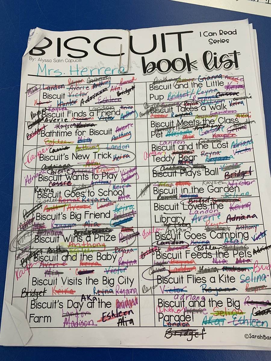 MrsHerrera_WCB's tweet image. Our Biscuit Book Challenge is complete!! Here are more finishers!!📚🐶📚 My book list shows how much love went into getting this challenged completed! 😂 #hardworkpaysoff #practicemakesbetter #wcbpride Thanks @AlyssaCapucilli for sharing your love of Biscuit with us!
