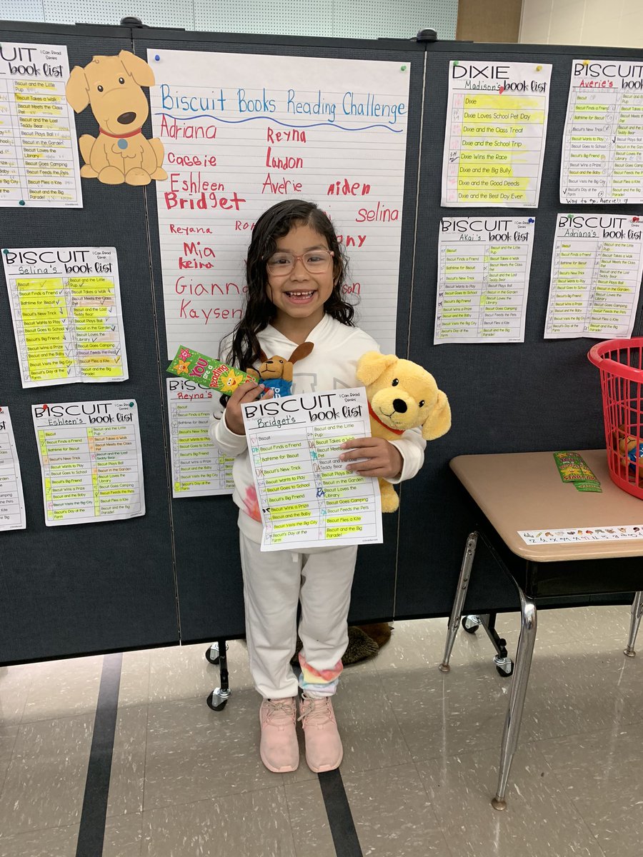 MrsHerrera_WCB's tweet image. Our Biscuit Book Challenge is complete!! Here are more finishers!!📚🐶📚 My book list shows how much love went into getting this challenged completed! 😂 #hardworkpaysoff #practicemakesbetter #wcbpride Thanks @AlyssaCapucilli for sharing your love of Biscuit with us!