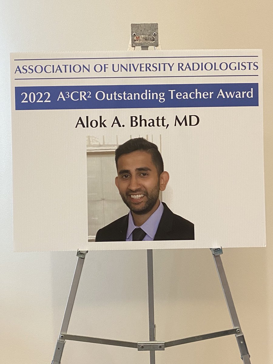 MayoFL_RadRes's tweet photo. Huge shout out to our most amazing Associate Program Director Dr. Alok Bhatt! We are so lucky to have him - very happy that he is being recognized for the awesome teacher he is both within our institution (prior residency TOTY winner) and now nationally @A3CR2 #aur2022 https://t.co/w7WmAgvtl6