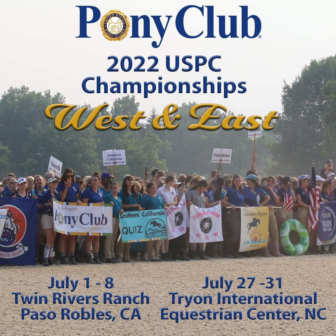 SoOCPonyClub's tweet photo. Plan to join the 2022 @USPonyClub Championships this summer!
Championships West (Twin Rivers Ranch, Paso Robles, CA): July 1 - 8 
Championships East (Tryon International Equestrian Center, Mill Spring, NC): July 27 - 31
Get all the details at https://t.co/UOpXIhUsrC #ponyclub https://t.co/Dxp4RyApGc