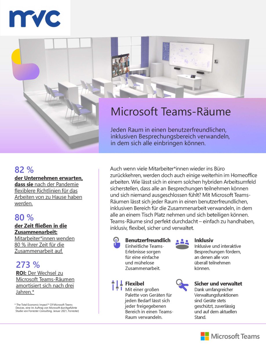mvcvidera's tweet photo. Der Wechsel zu Microsoft-Teams-Räumen amortisiert sich nach drei Jahren. Jetzt beraten lassen, es lohnt sich. Sprechen Sie uns jederzeit an marketing@mvc.de https://t.co/yzRjW074GV